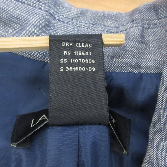 Lane Bryant Women Blazer Jacket 16 Linen Chambray Blue Lined Casual Flap Pockets - Picture 4 of 8